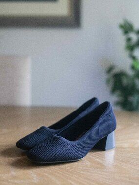 Vivaia Melody Pro Square-Toe Pumps Dark Navy Knit Comfort Shoes